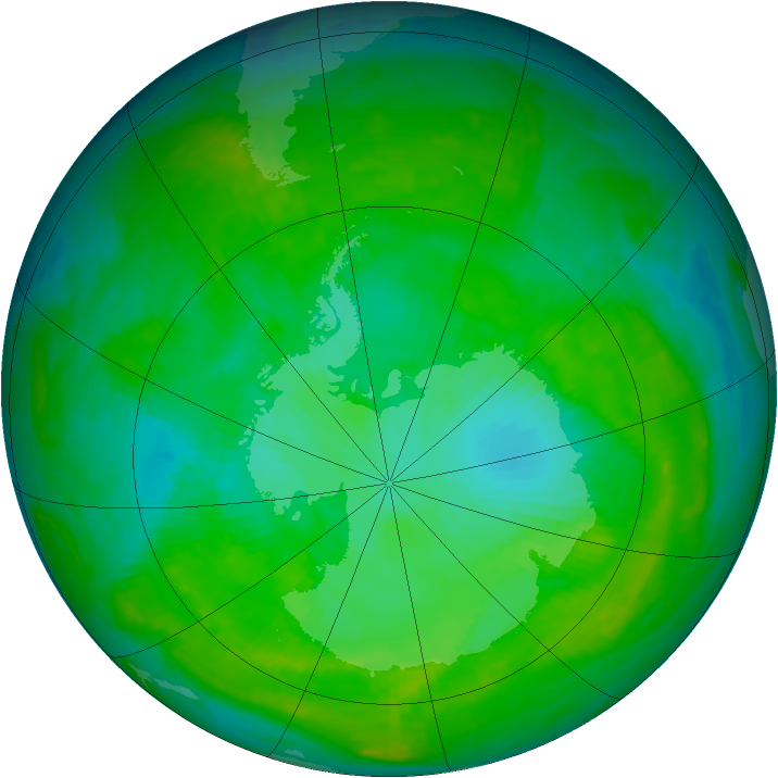 Antarctic ozone map for 21 December 2002